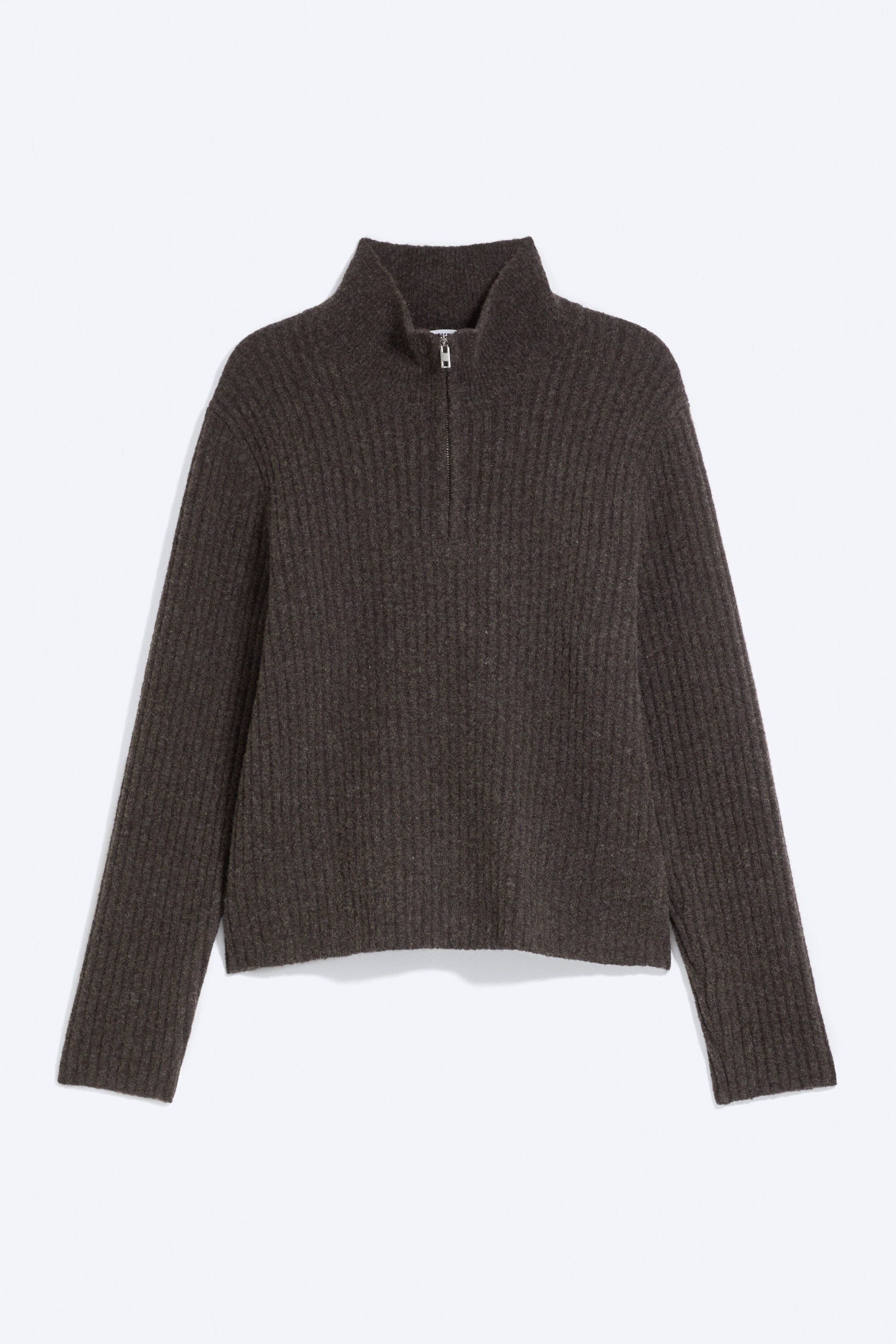 Dunkelbraun - Half-Zip-Sweater aus Wollmischung - 4