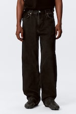 Tuned Black - Svart - Galaxy Mid Waist Loose Straight Leg Unisex Jeans - 1