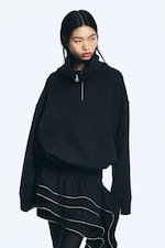 Dunkelgrau - Sweatshirt mit weitem Schnitt und Stehkragen - 1