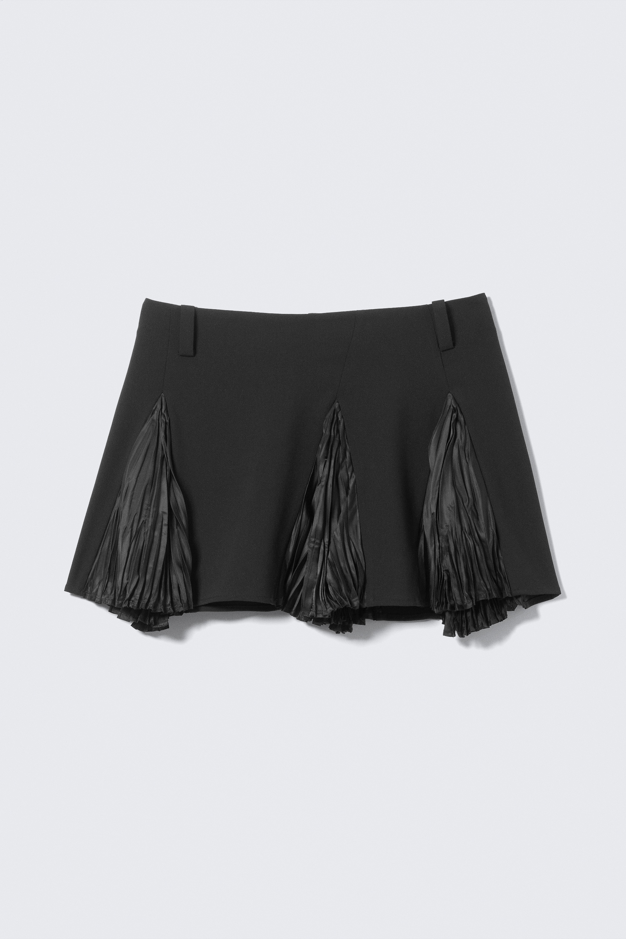 Pleated Insert Mini Skirt - Black