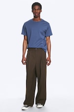 Brown Pinstripe - Nate Baggy Fit Pleated Suit Trousers - 0