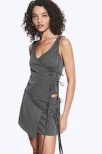 Mørk gråmelert - Asymmetric Wrap Strap Top - 1