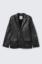 Black - Cracked Single-Breasted Blazer - 4