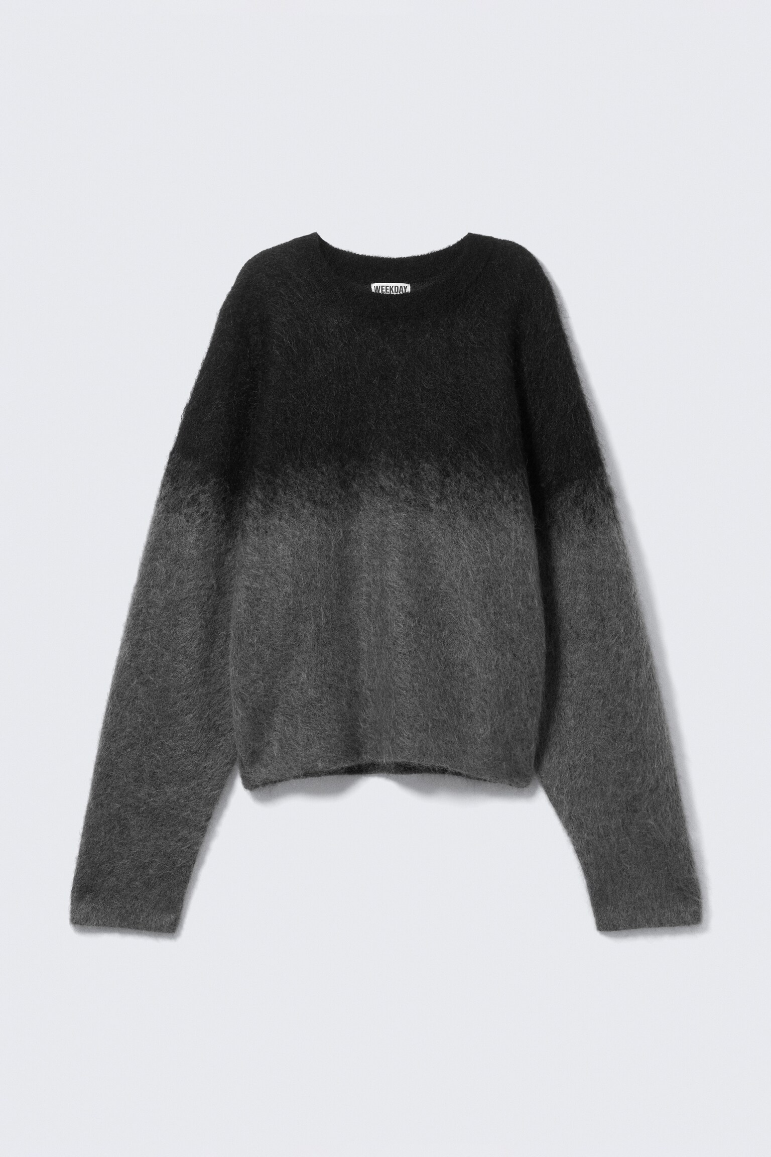 Sweater i Falmet Mohair-blanding - Black/Grey Fade - 2
