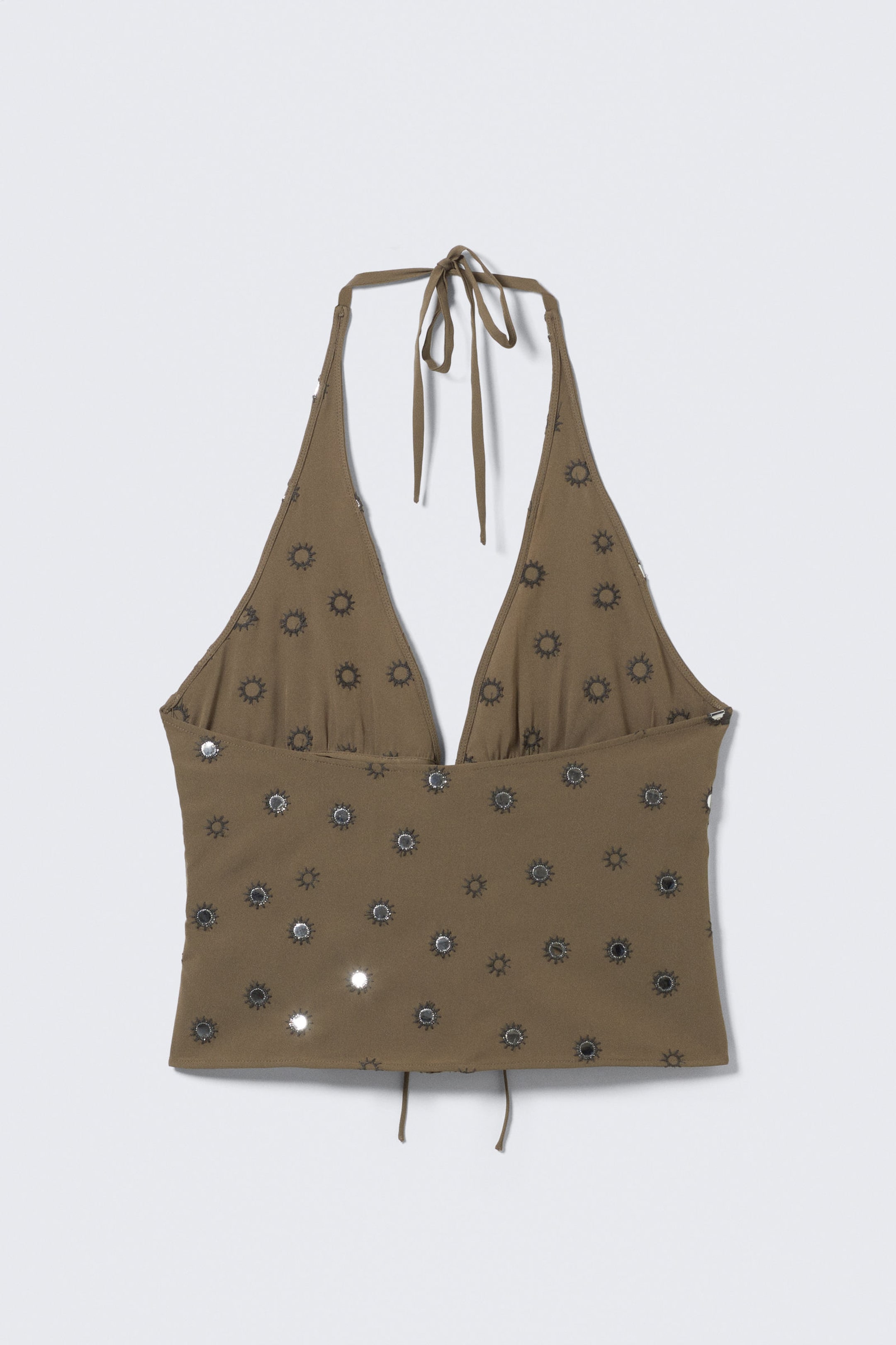 Dark Mole - Sequins - Tie-Front Halterneck Top - 5