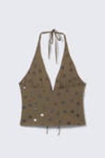 Dark Mole - Sequins - Tie-Front Halterneck Top - 5