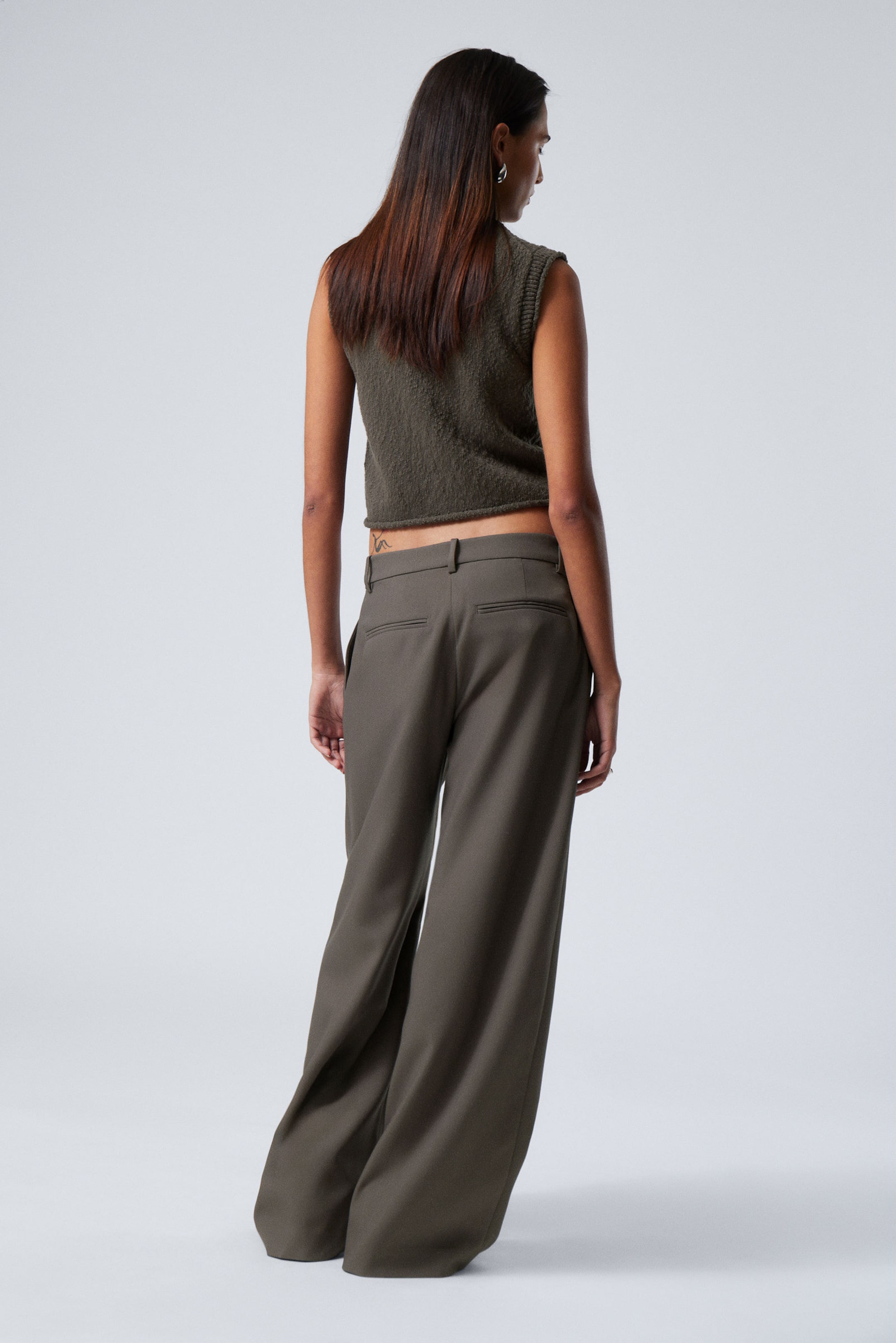 Dark Mole - Low Waist Wide Suiting Trousers - 2