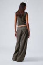 Dark Mole - Low Waist Wide Suiting Trousers - 2