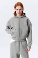 Grey Melange - Simon Scuba Zip Hoodie - 0