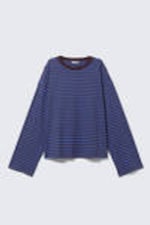 Rosa & vinröda ränder - Långärmad bomulls-t-shirt - 3