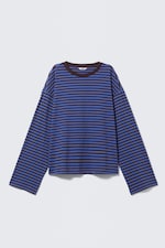 Blue & Burgundy Stripes - Long-Sleeved Cotton T-shirt - 3