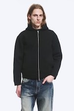 Svart - Strukturerad scuba-hoodie med dragkedja - 1