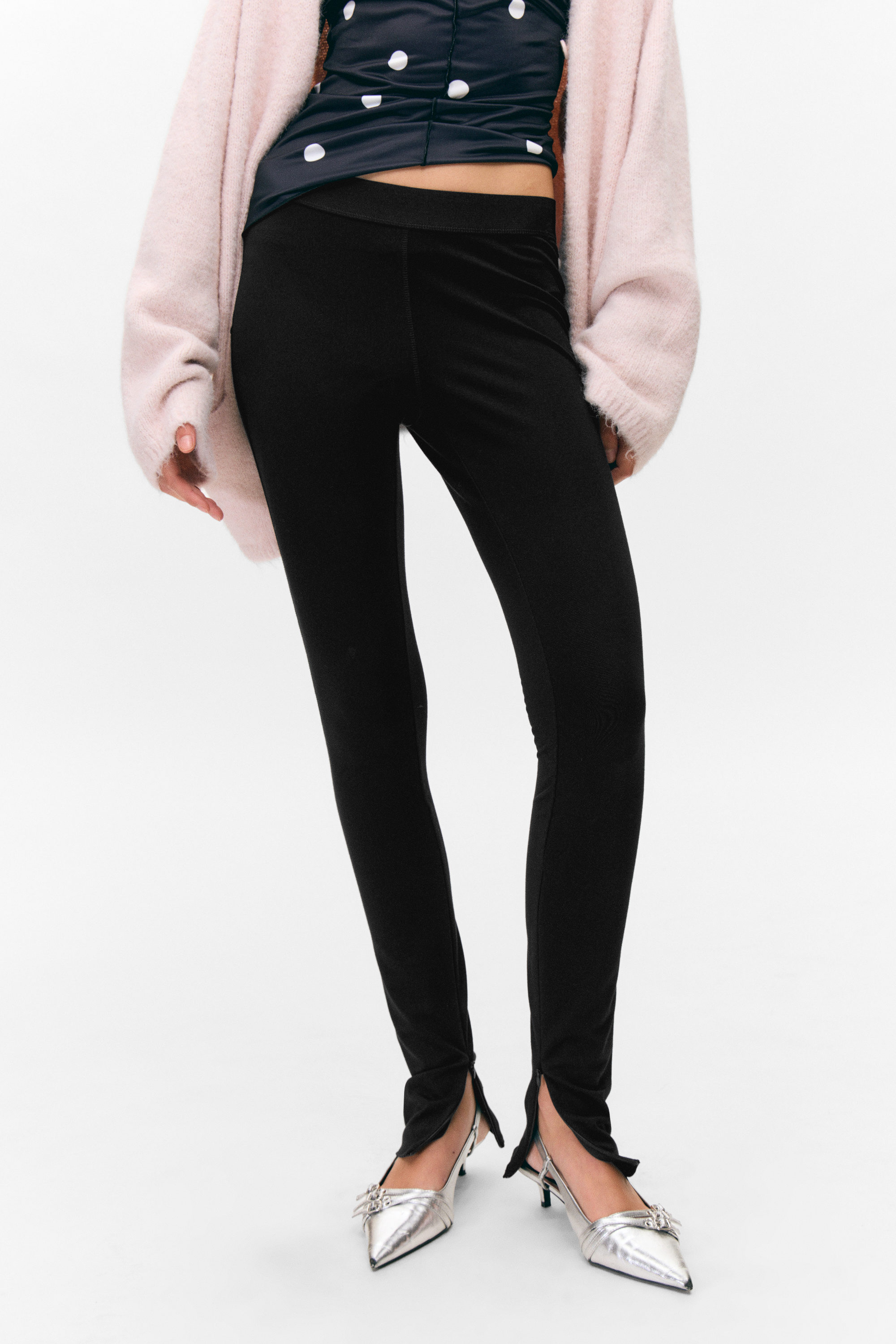 Dark - Zipped Stretchy Trousers - 2