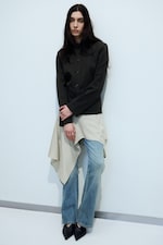 Pinstriped Black - Lean Buttoned Jacket - 0