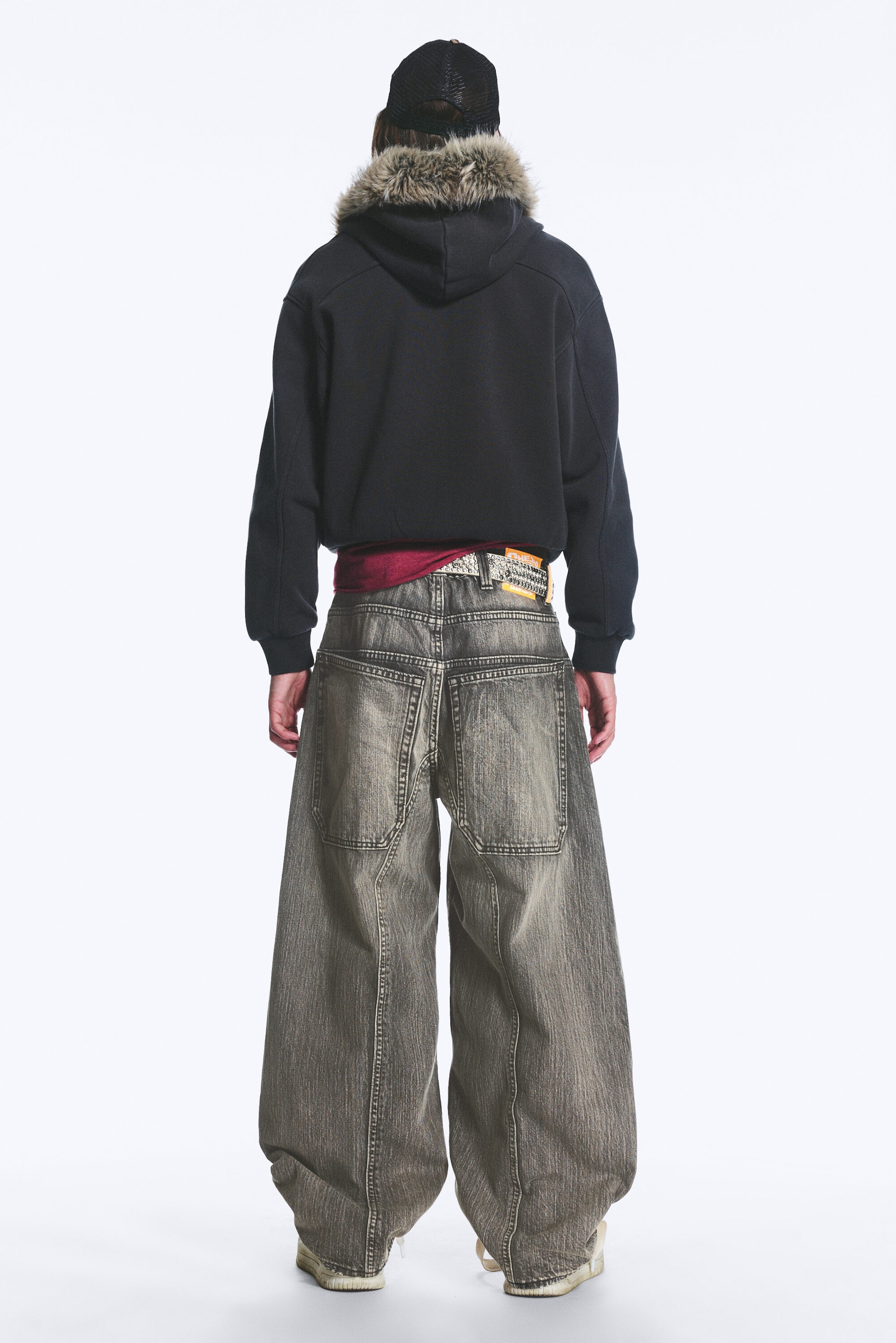Smokey Black - Black - Dunno Unisex Low Rise Loose Barrel Jeans - 5