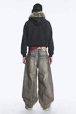 Smokey Black - Black - Dunno Unisex Low Rise Loose Barrel Jeans - 5