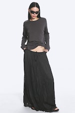 Dark Grey - Crinkled Maxi Skirt - 0