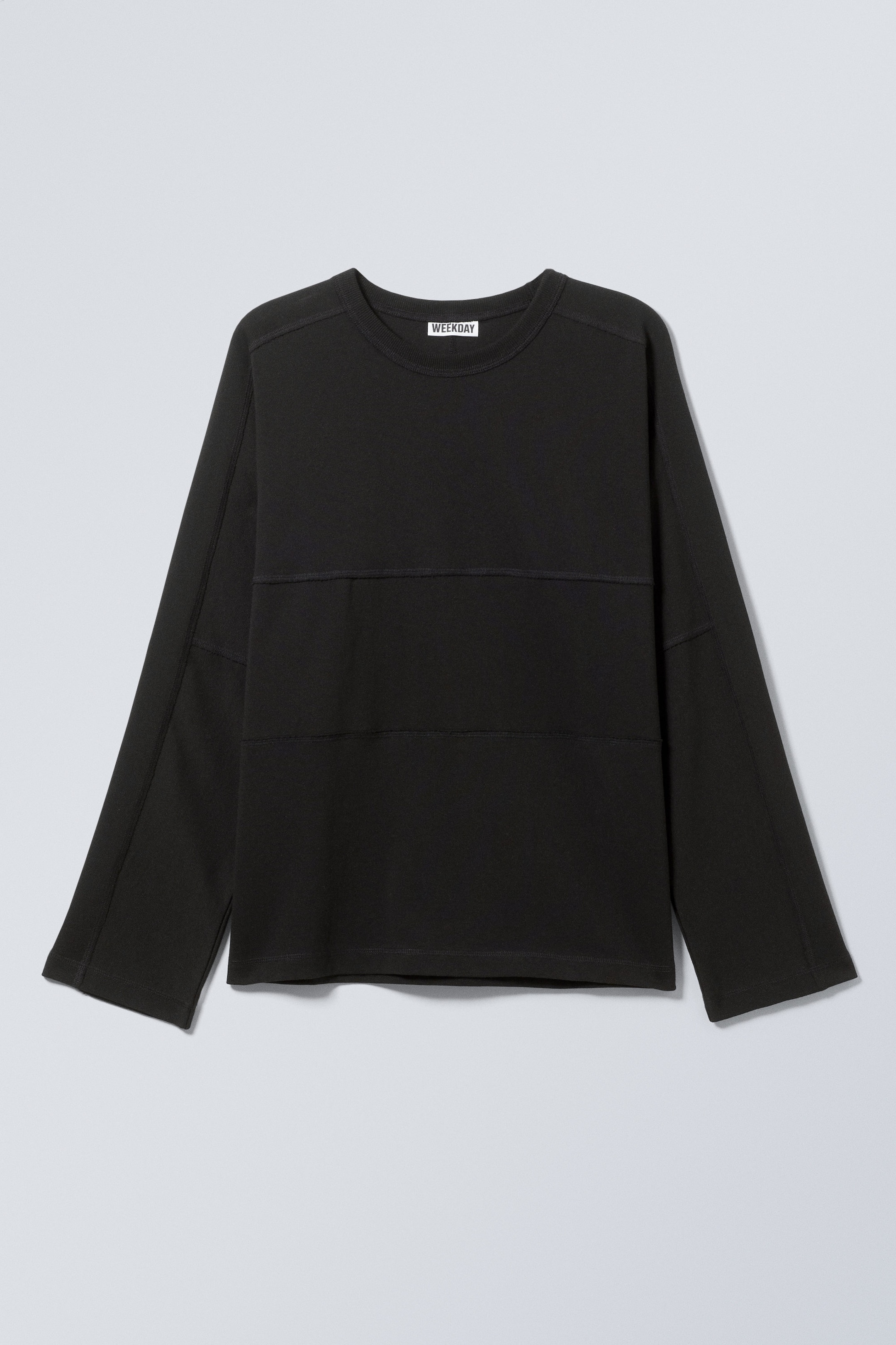 Zwart - Binnenstebuiten T-shirt met lange mouwen - 1