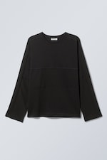 Zwart - Binnenstebuiten T-shirt met lange mouwen - 0