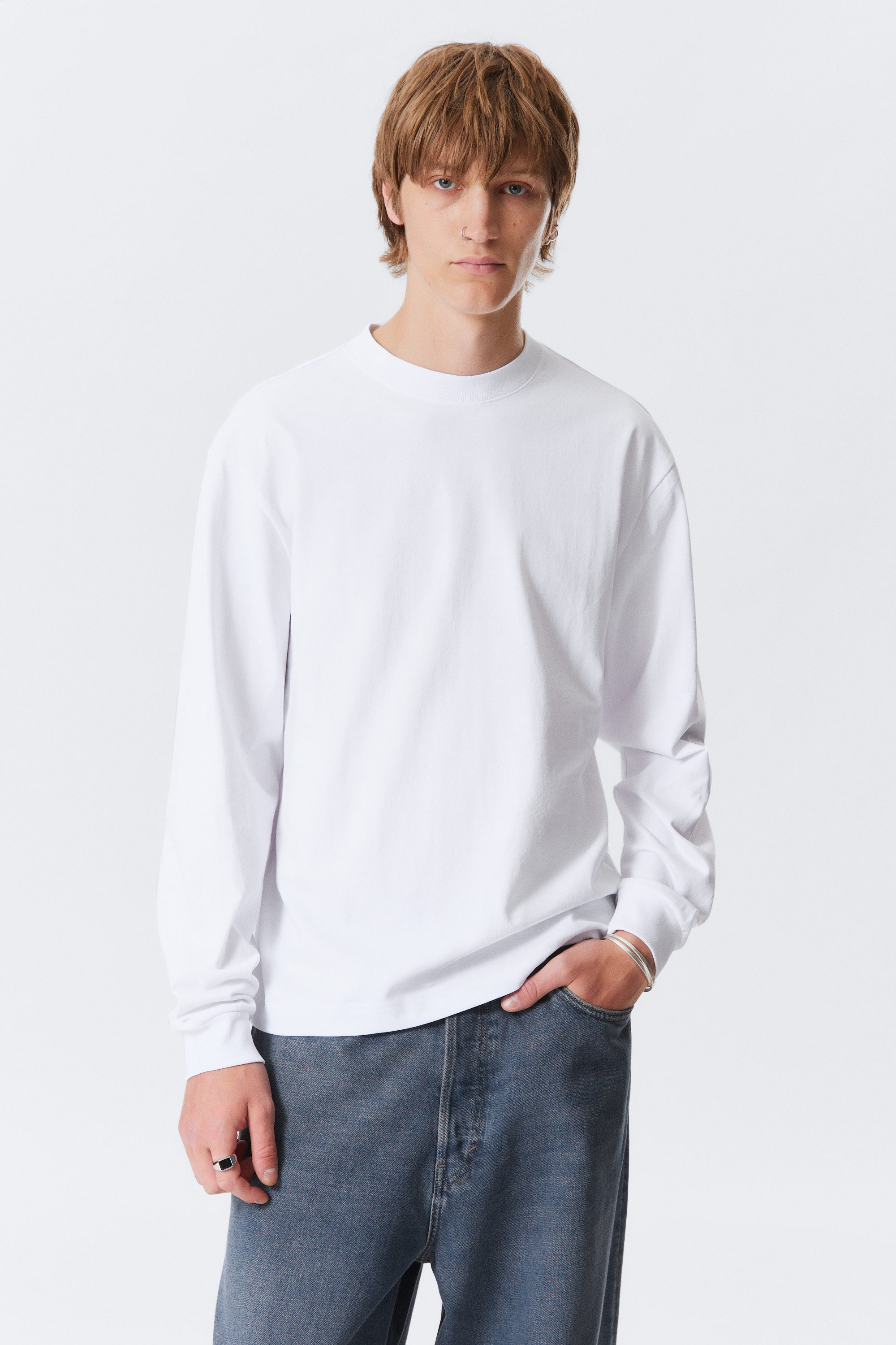 White - Relaxed Long-Sleeved Cotton T-shirt - 1