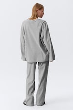 Grey Melange - Relaxed Long-Sleeved Jersey Top - 2