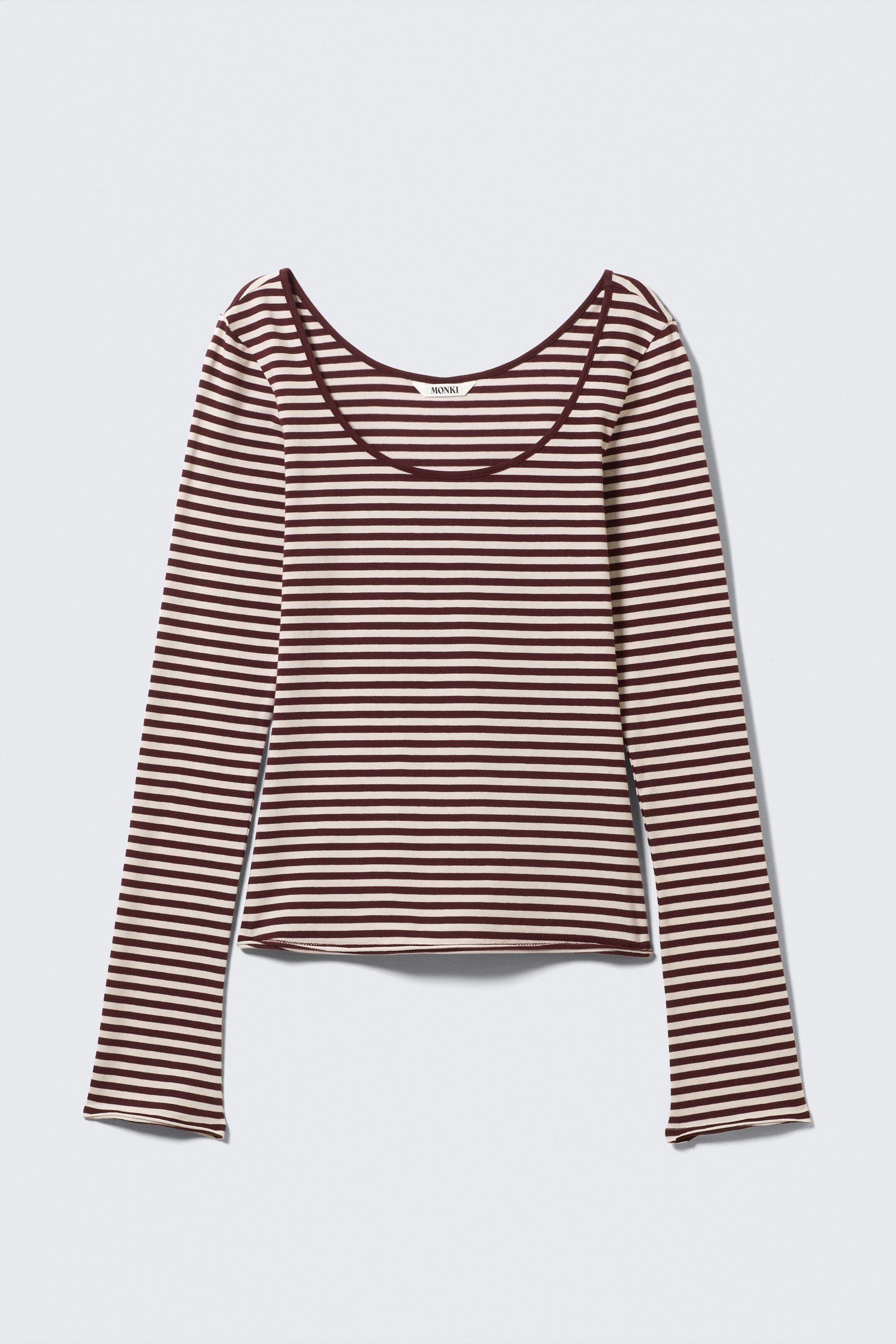 Agrandir l'image: Top Slim Fit à manches longues - Pink & Bordeaux Stripes - FEMME | H&M CH 4