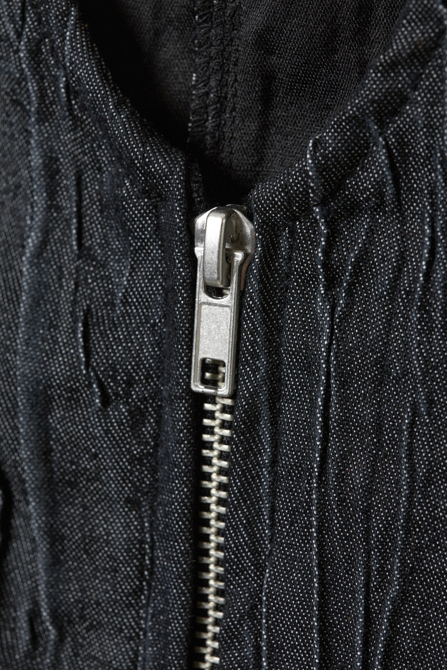 Structured Zip V-Neck Top - Dark Blue - 5