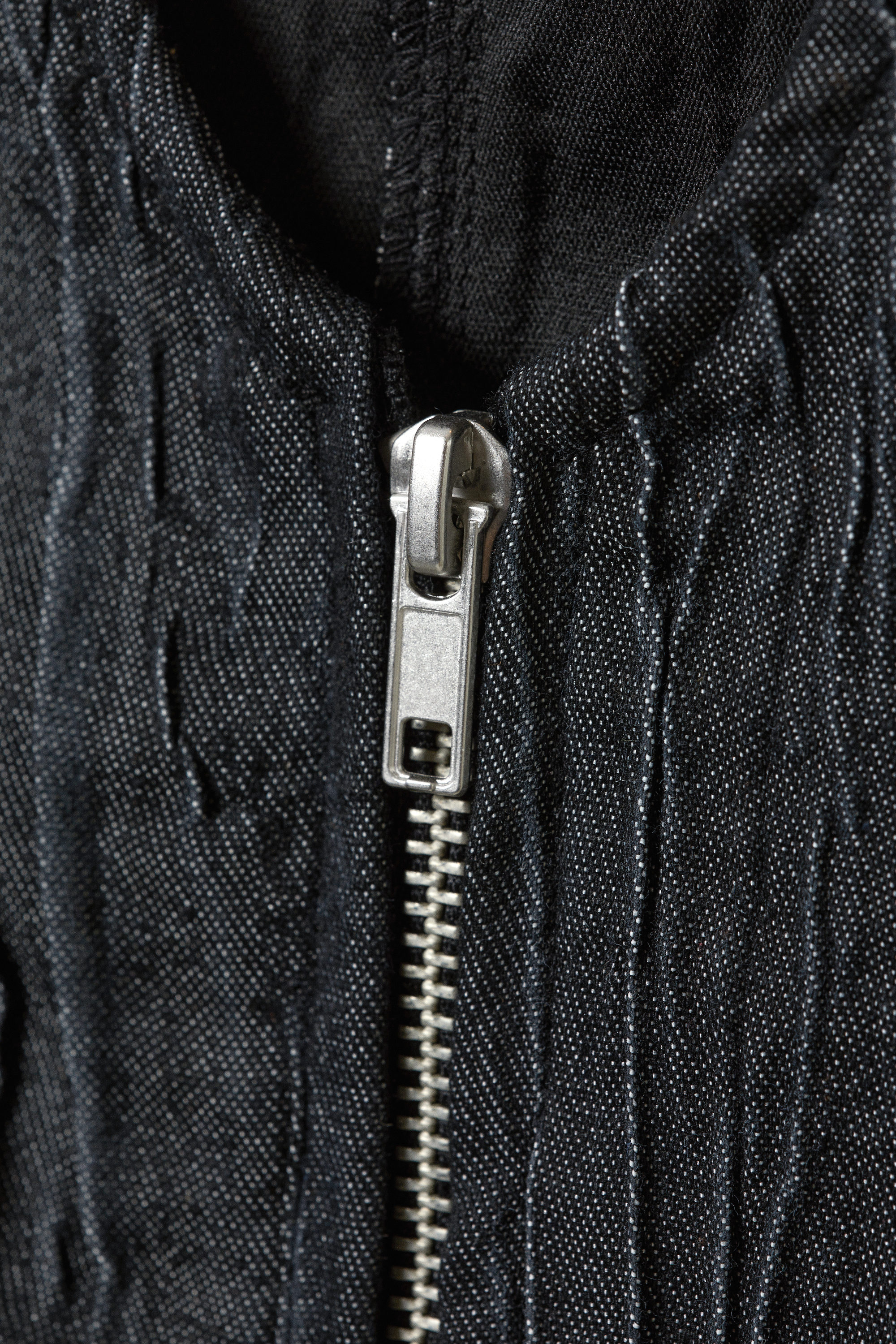 Dunkelblau - Strukturiertes Zip-Top mit V-Ausschnitt - 4