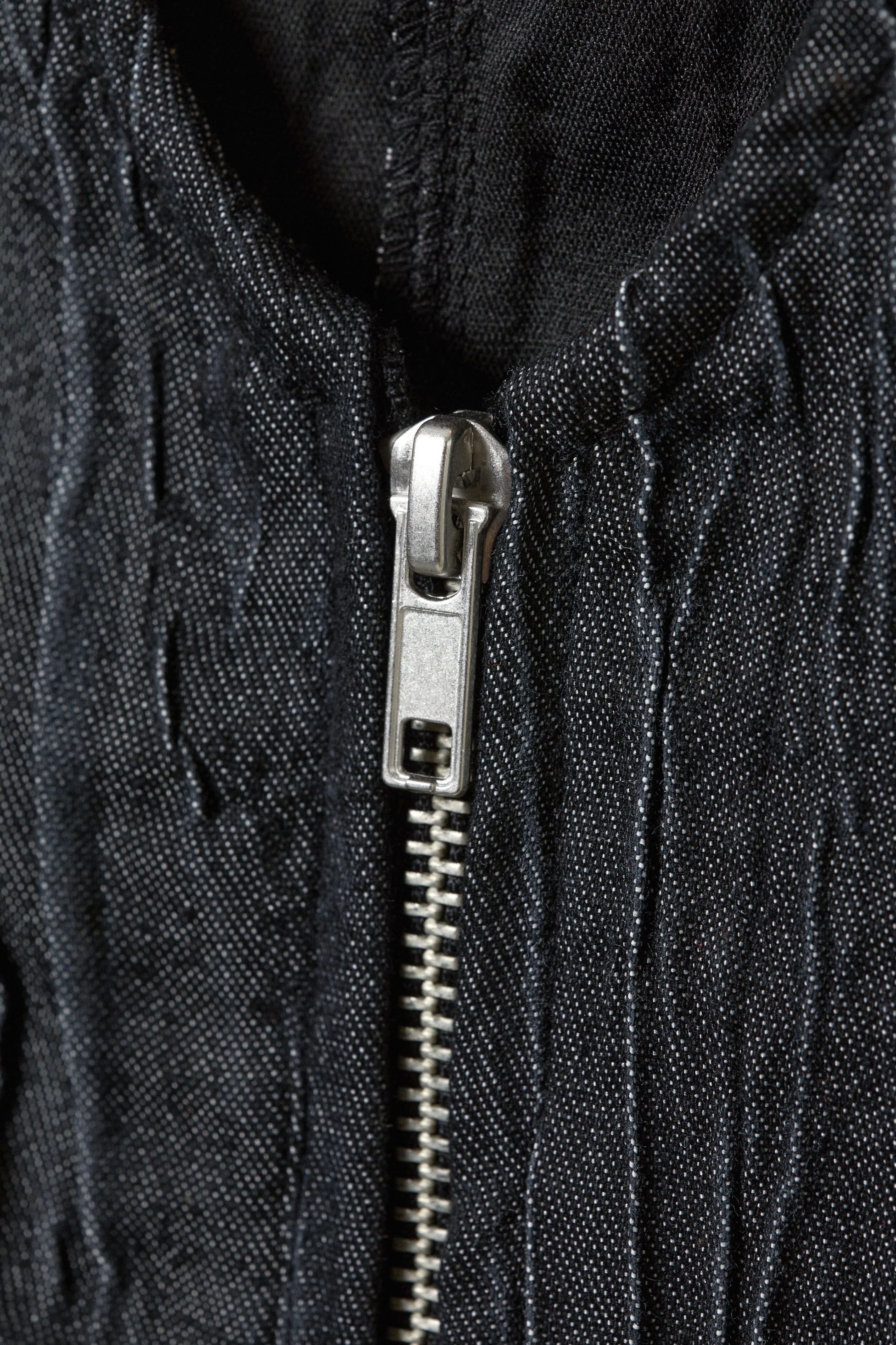 Dunkelblau - Strukturiertes Zip-Top mit V-Ausschnitt - 4