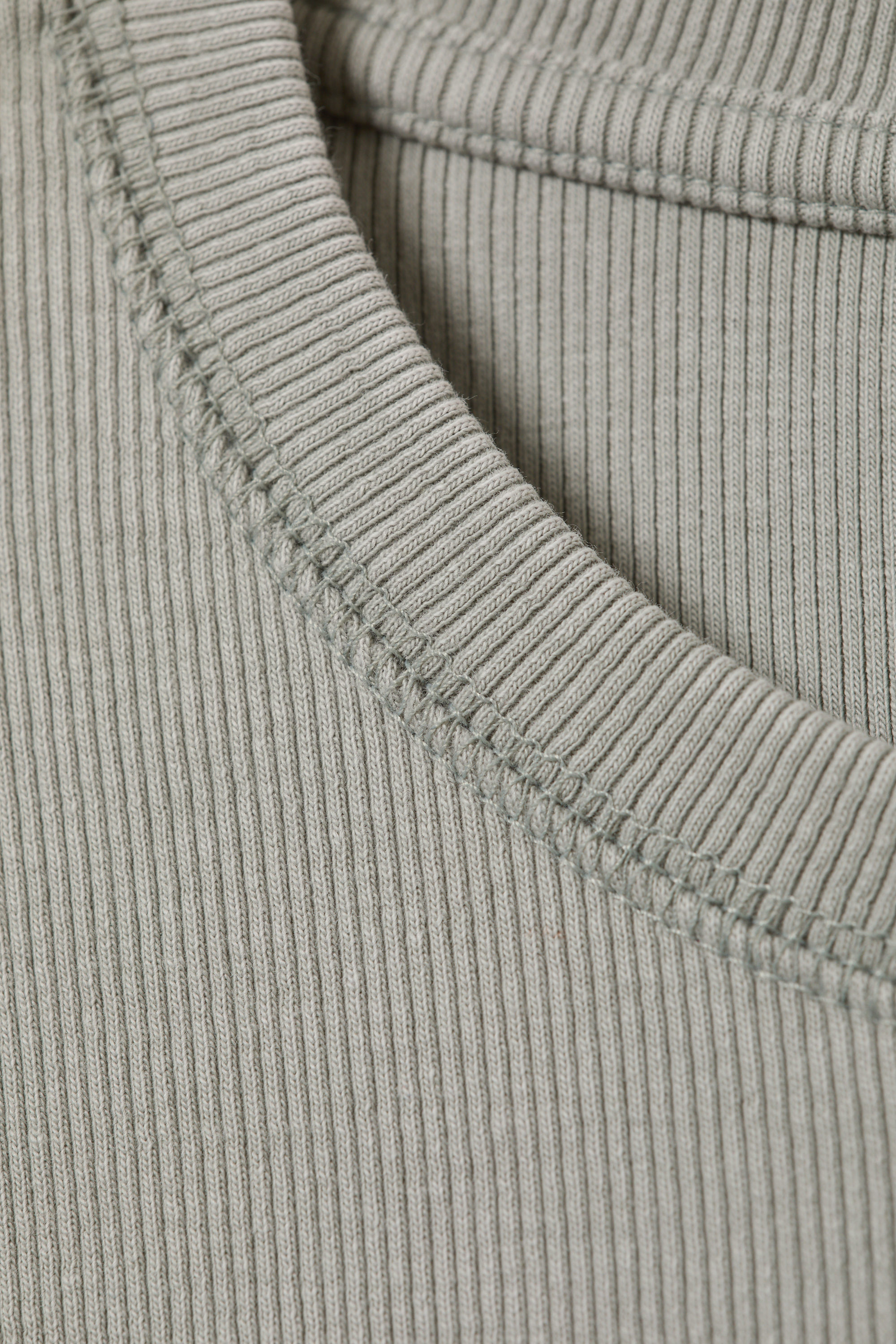 Grå - Ribbad långärmad T-shirt - 3