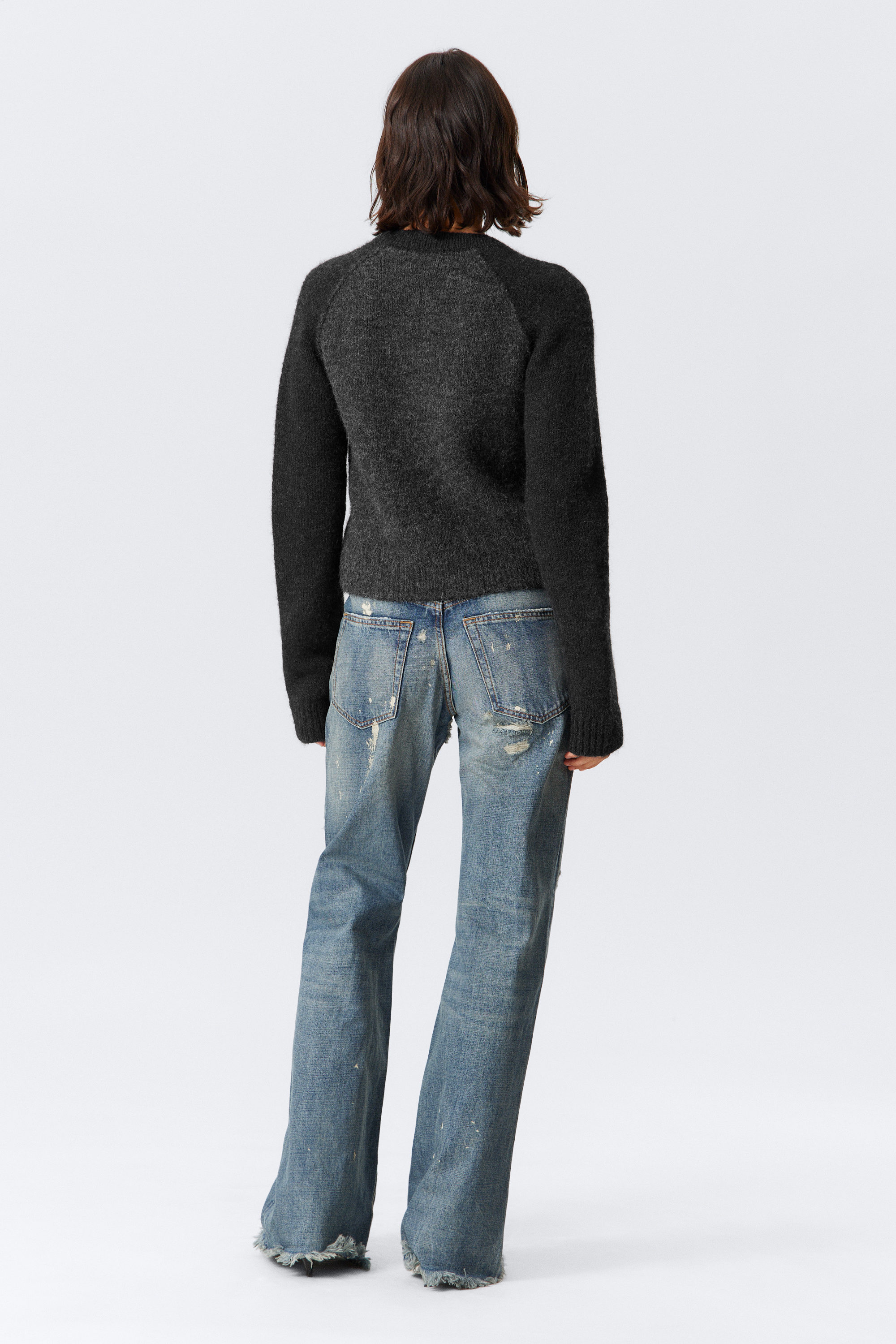 Dark Grey Melange - Soft Slim Fit Wool Blend Cardigan - 2