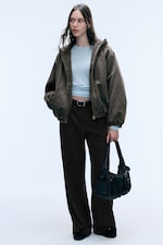 Dunkles Khakigrün - Pile Lined Hooded Jacket - 1
