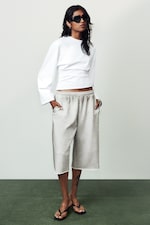 White - Ruched Long-Sleeved T-shirt - 0