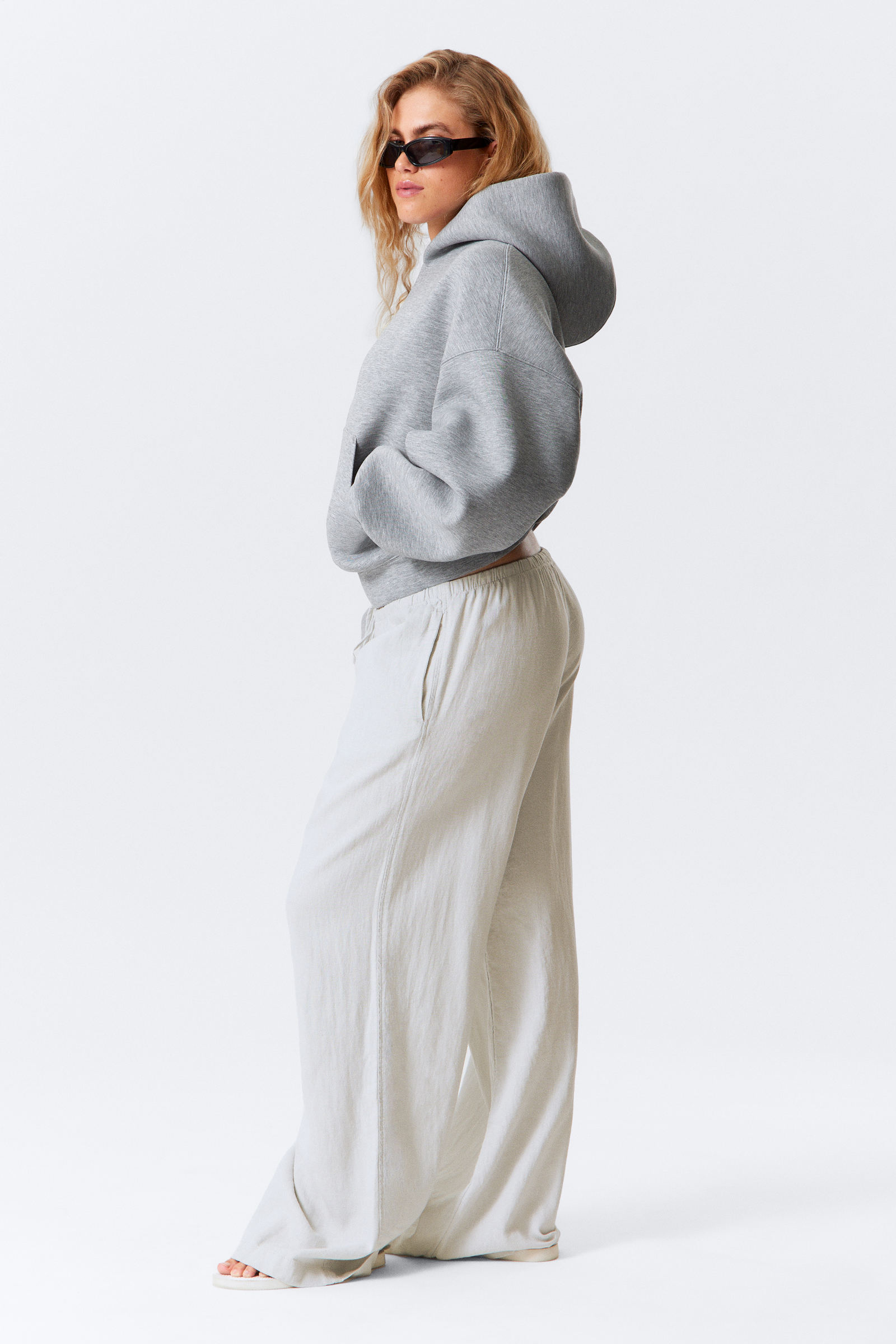 ボトムスその他   Ash grey trousers in linen blend Grey Linen Blend Trousers - TK Maxx UK