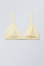 Light Yellow - Ribbed V-neck Bikini Top - 3