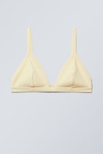 Light Yellow - Ribbed V-neck Bikini Top - 0