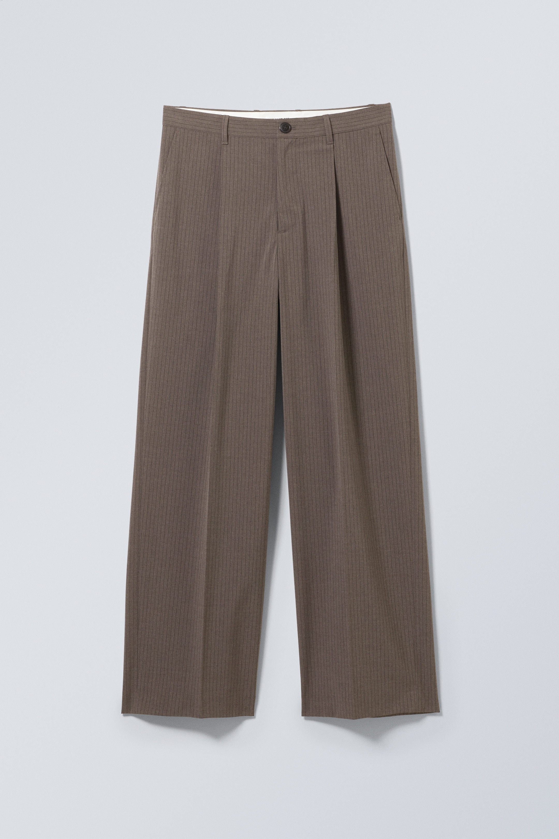 Graubraun mit Nadelstreifen - Oversized-Anzugshose Uno - 0