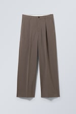 Graubraun mit Nadelstreifen - Oversized-Anzugshose Uno - 0