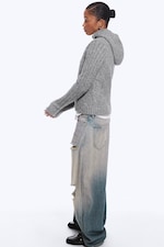 Gedecktes Grau meliert - Gestrickter Zip-Hoodie - 3