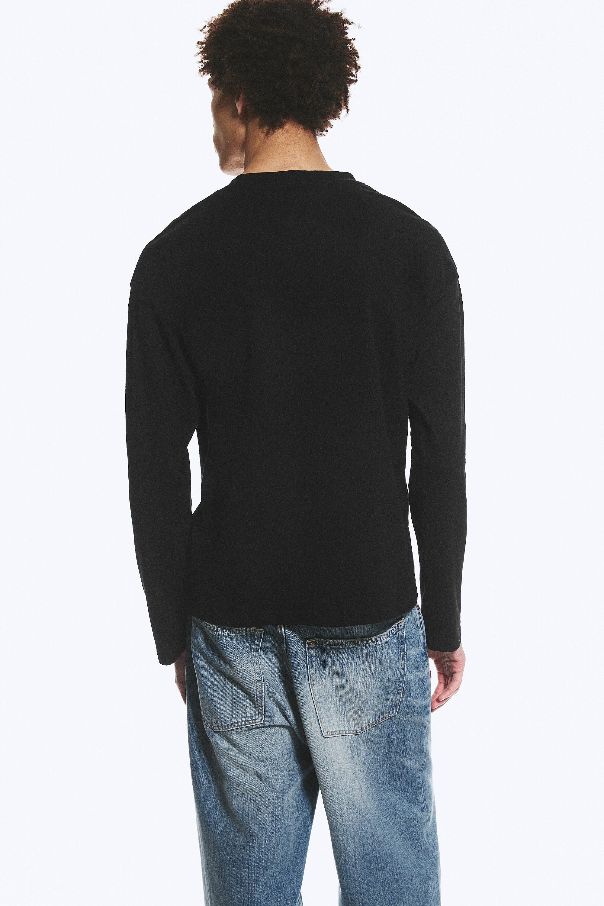 loose boxy long-sleeved t-shirt - Black | Weekday WW