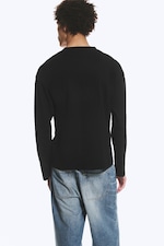 Black - Loose Boxy Long-Sleeved T-shirt - 2