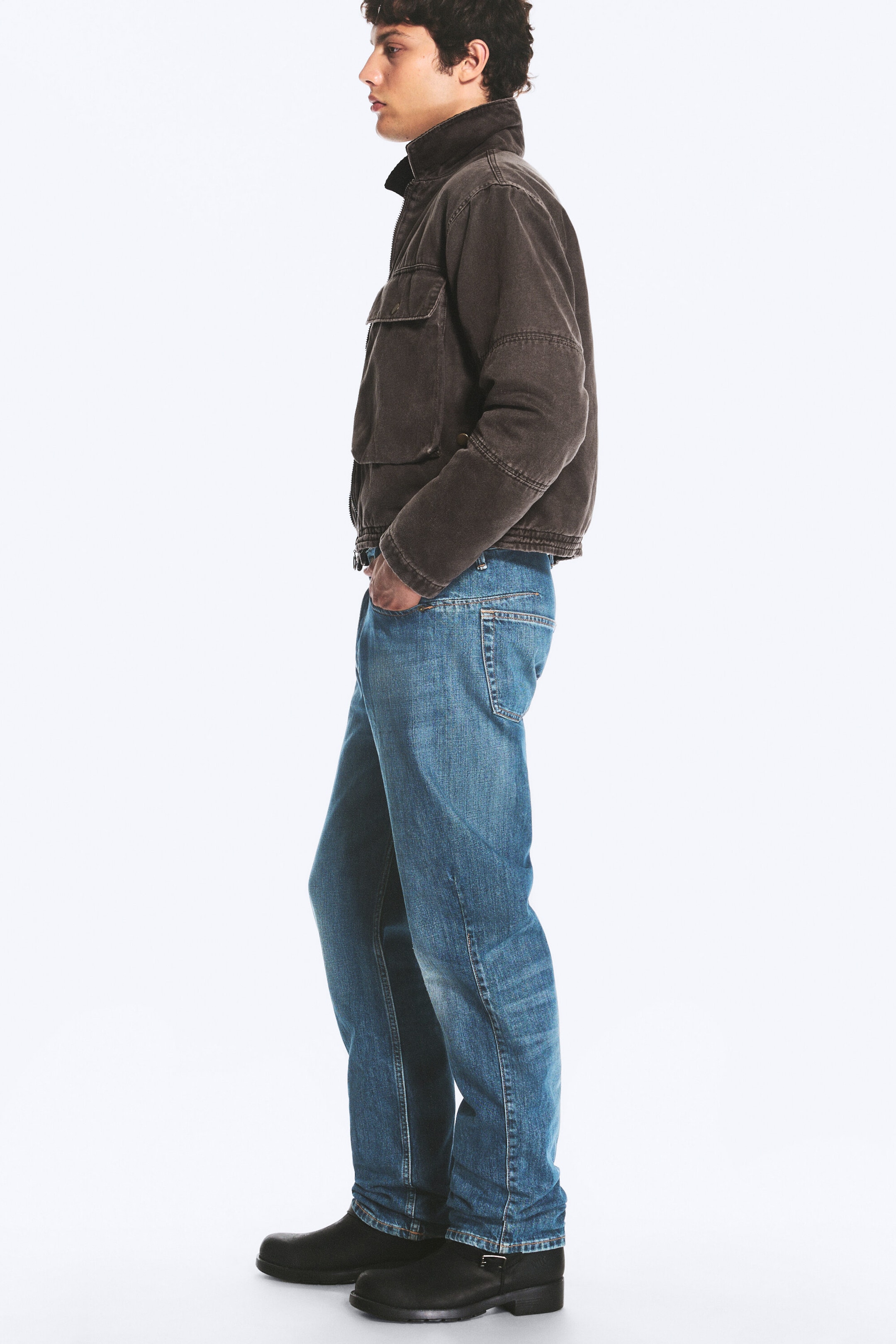 Spotted Blue - Mörkblå - Space Mid Waist Relaxed Straight Dart Jeans - 2