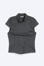 Striped Black - Asymmetric buttoned top - 0
