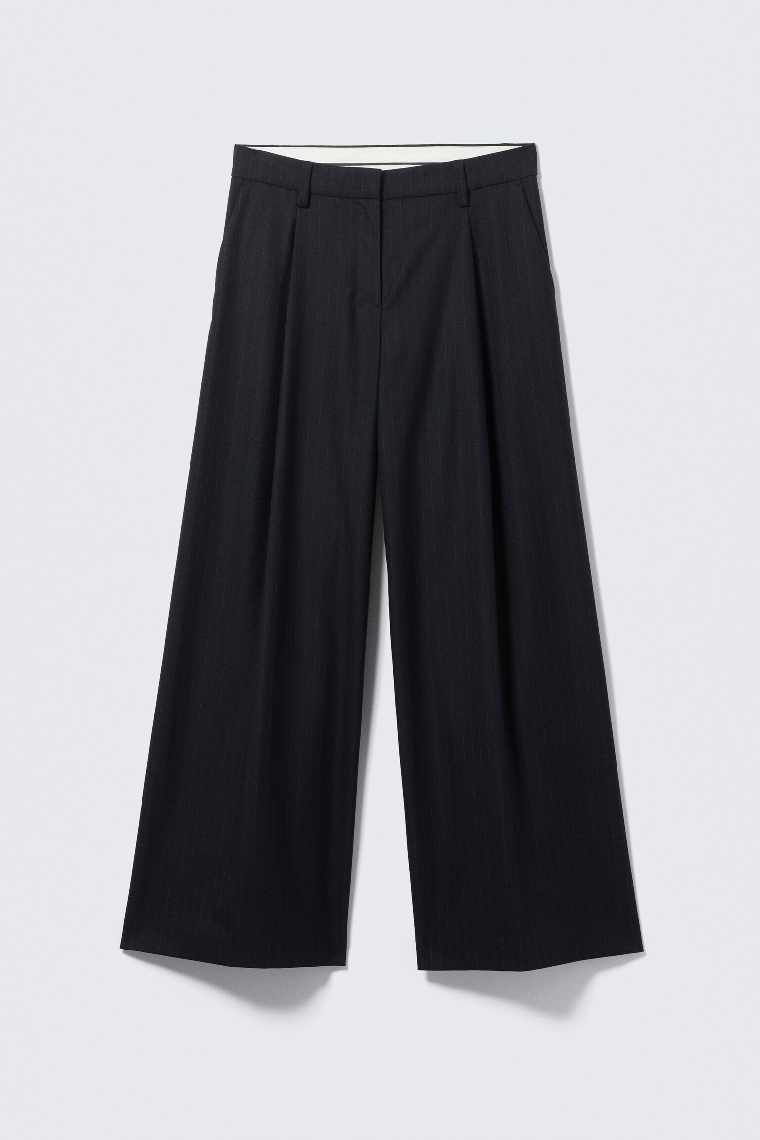 Pleated Wide-Leg Suiting Trousers - Dark Blue - 2