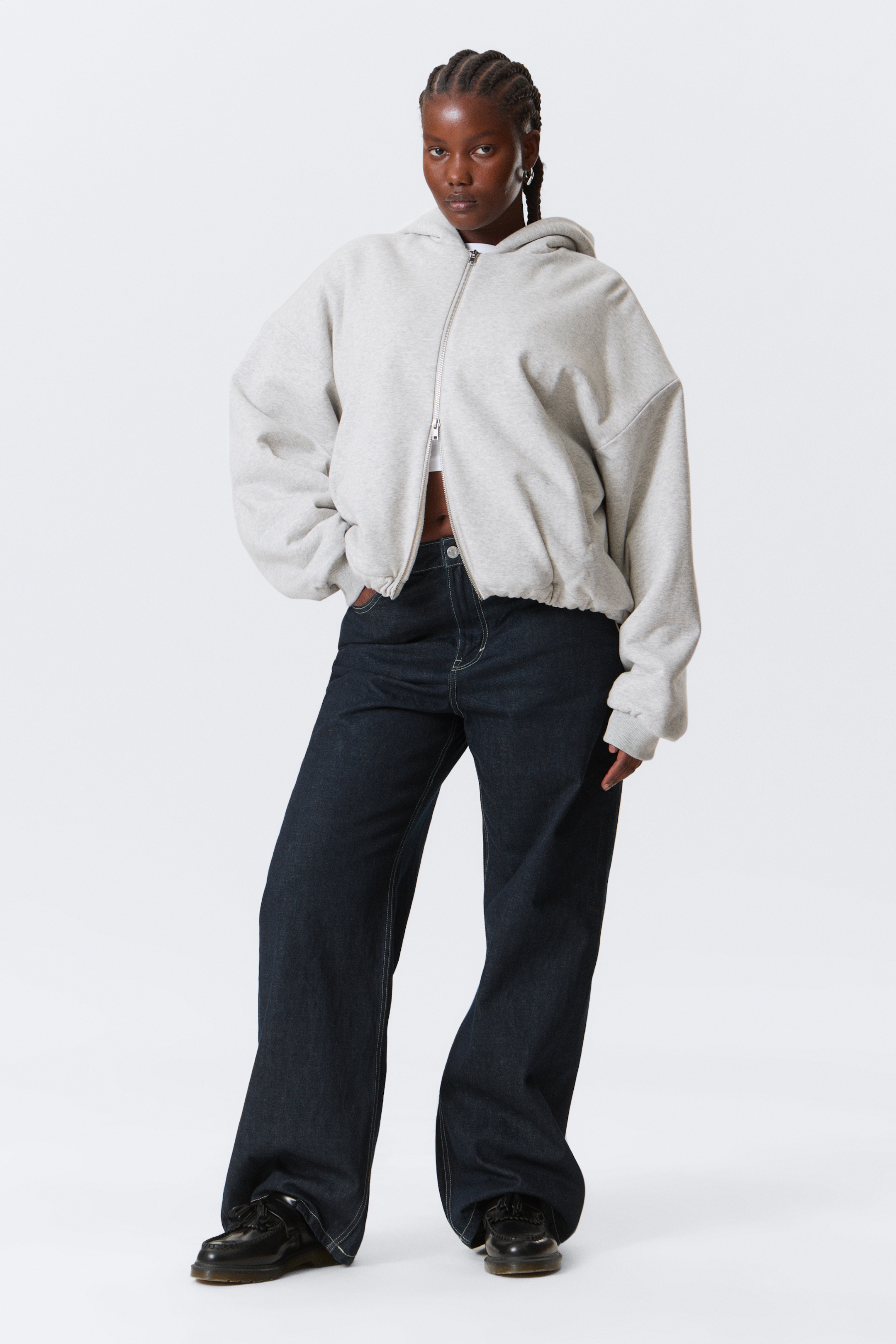 Größeres Bild ansehen: Oversized Zip-Hoodie aus Fleece - Grau meliert - Ladies | H&M DE 2