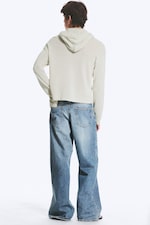 Light Dusty Beige - Knitted Zip-through hoodie - 2
