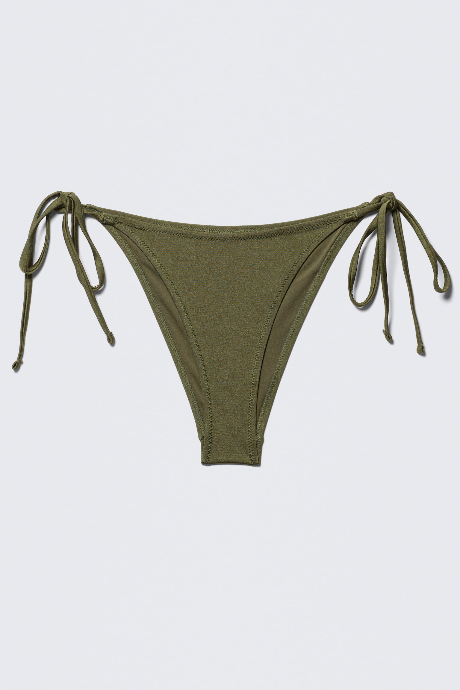 Parte De Baixo De Biquíni Brasileira Cintura Média Com Laços Laterais - Verde Escuro - Cintilante/Preto - 1