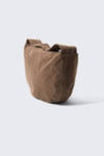 Dark Brown - Washed Cotton Crossbody Bag - 1
