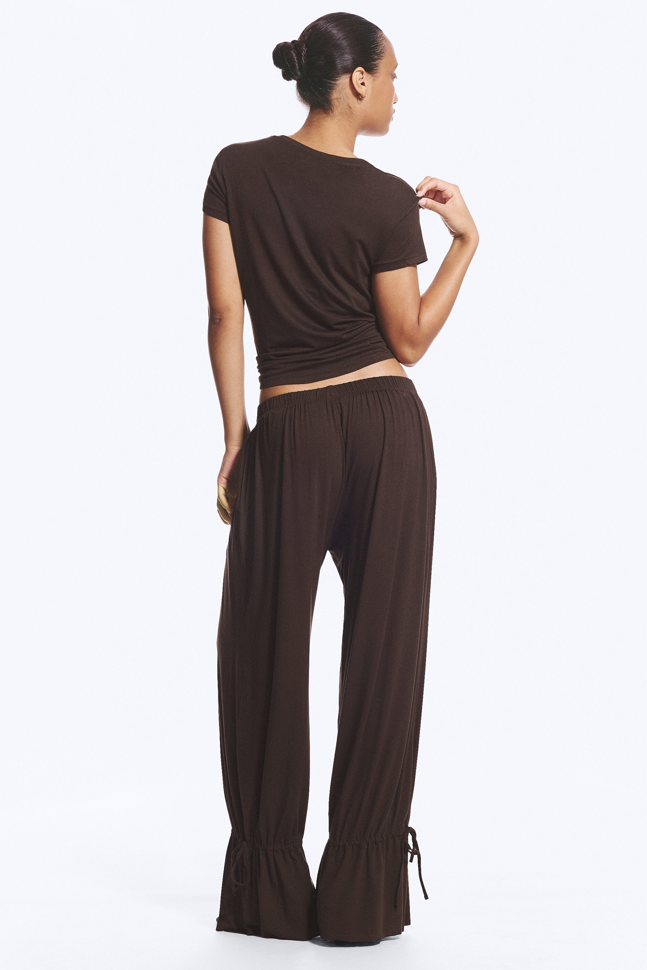 Dark Brown - Jersey Balloon Trousers - 4