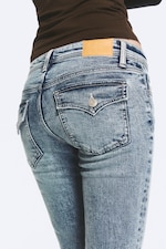 Bleu frais - Bleu moyen - Jean évasé ajusté taille basse - 4